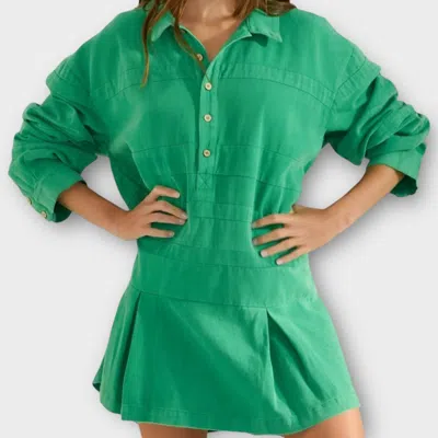 Bucketlist Pleated Hemline Mini Dress In Green