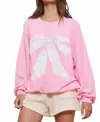 Bucketlist Print Comfy Oversize Ribbed Graphic Sweatshirt In Baby Pink