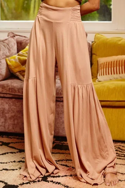 Bucketlist Pull On Wide Leg Pants In Taupe In Grey