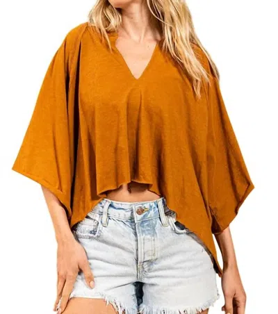 Bucketlist Raw Edge Top In Camel In Brown
