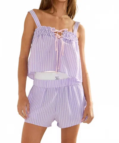 Bucketlist Seersucker Tie Front Tank In Lavender In Pink