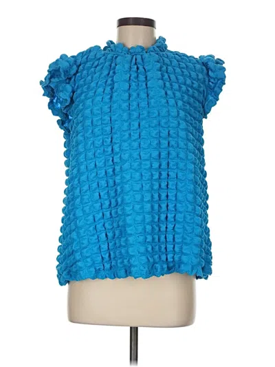 Pre-owned Bucketlist Short Sleeve Blouse In Blue