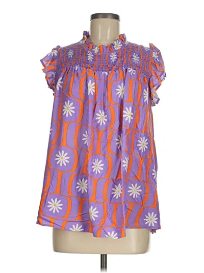 Pre-owned Bucketlist Short Sleeve Blouse In Purple