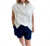 Bucketlist Short Sleeve Henley Sweatshirt In Ash Grey In White