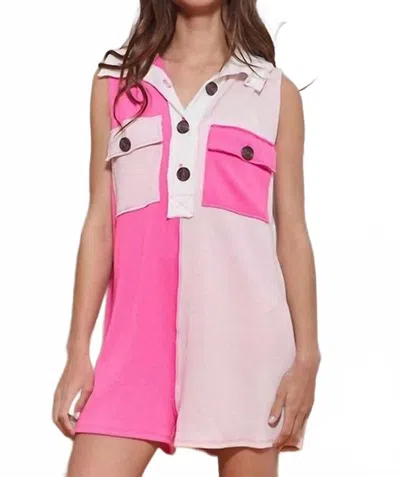 Bucketlist Sleeveless Color-block Romper In Pink In Multi