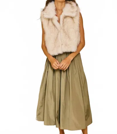 Bucketlist Soft Faux Fur Cropped Cozy Vest In Ivory In Green