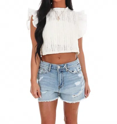 Bucketlist Soft Focus Lace Crop Top In Cream In White
