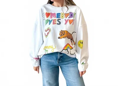 Bucketlist Somebody Loves You Sweatshirts In Multi In White