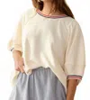 Bucketlist Stripe Banded Sleeve Top In Cream In Neutral