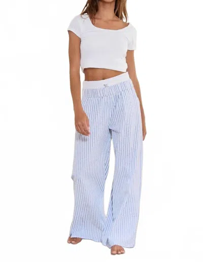 Bucketlist Striped Seersucker Double Banded Boxer Pants In Blue