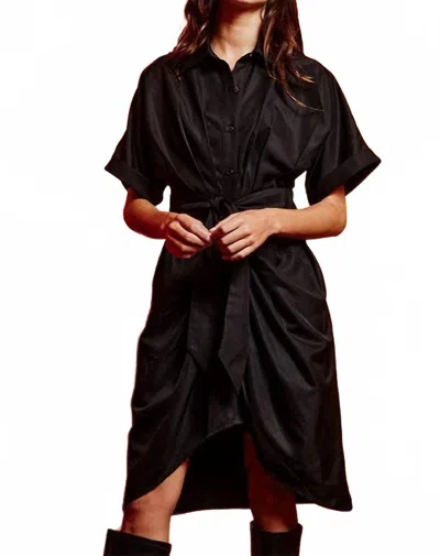 Bucketlist Tammy Tulip Hem Shirt Dress In Black