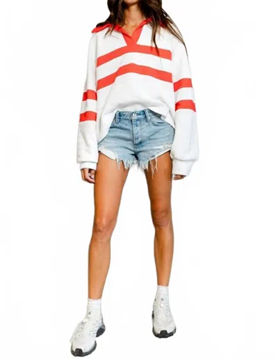Bucketlist Terry Knit V-neck Top In White
