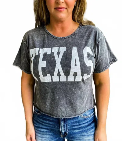 Bucketlist Texas Cropped Tee In Grey In Gray