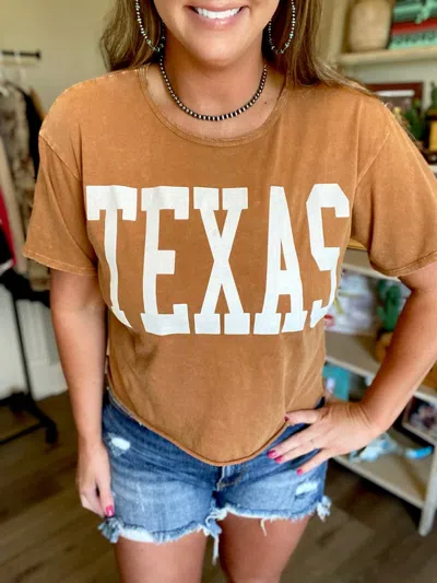 Bucketlist Texas Cropped Tee In Rust In Brown