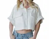 Bucketlist Textured Cropped Shacket In Off White In White