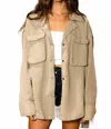 Bucketlist Textured Gauze Utility Button-down Shirt In Washed Olive In Multi