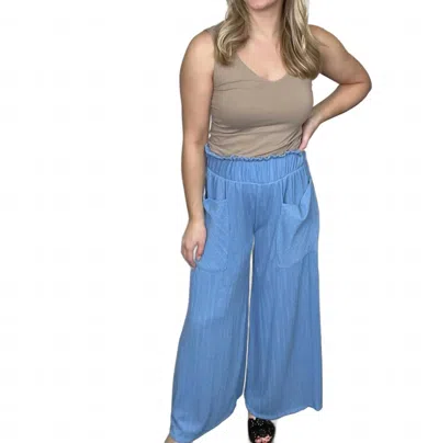 Bucketlist Top Of The Class Textured Wide Leg Pants In Blue
