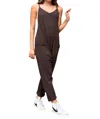 Bucketlist V-neck Jersey Jumpsuit In Dark Olive In Burgundy