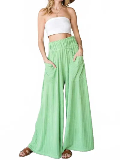 Bucketlist Wide Legs High Waist Pants In Sage In Green