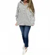Bucketlist Women's Collared Button Pocket Top In Black Stripe In Black