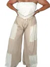 Bucketlist Women's Sun Chaser Color-block Wide Leg Pants In Oatmeal In White