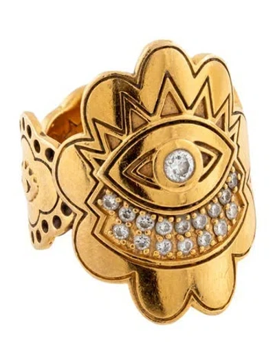 Pre-owned Buddha Mama 20k Diamond Evil Eye Wrap Ring In Multicolor
