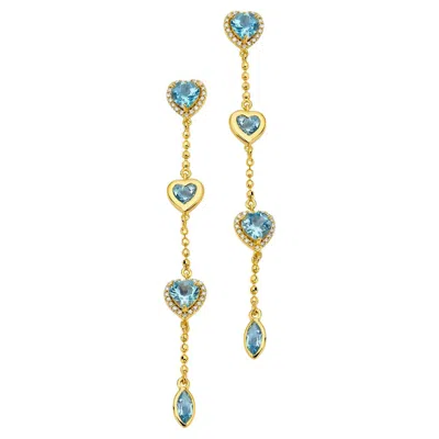 Pre-owned Buddha Mama 20k Gold, Aquamarine And Diamond Dangle Earrings By  In Multi
