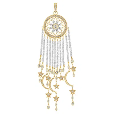 Pre-owned Buddha Mama 20k Yellow Gold & Diamond Dream Catcher Pendant By
