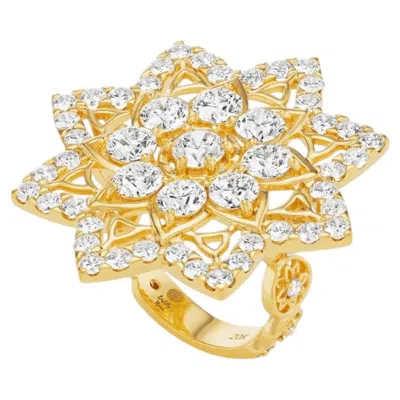Pre-owned Buddha Mama 20k Yellow Gold & Diamond Mandala Ring By