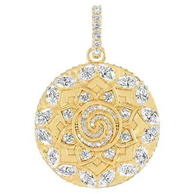 Pre-owned Buddha Mama 20k Yellow Gold & Diamond Mandala Swirl Pendant By