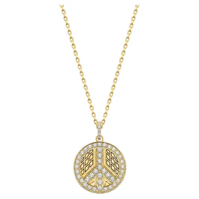 Pre-owned Buddha Mama 20k Yellow Gold & Diamond Peace Sign Coin Pendant By