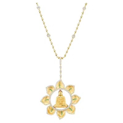 Pre-owned Buddha Mama 20k Yellow Gold, Buddha In Lotus Pendant By