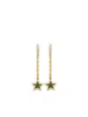 Buddha Mama 20k Yellow Gold Diamond Green Tourmaline Star Drop Earrings In Multi