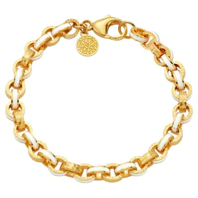 Pre-owned Buddha Mama 20k Yellow Gold Enamel Link Bracelet By  Jewelry