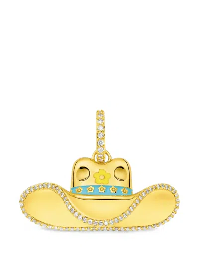 Buddha Mama Cowgirl Diamond Hat Pendant In Gold