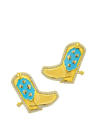 Buddha Mama Cowgirl Diamond Stud Earrings In Gold