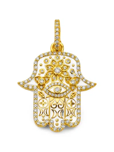 Buddha Mama Diamond And Enamel Hamsa Pendant In Transparent
