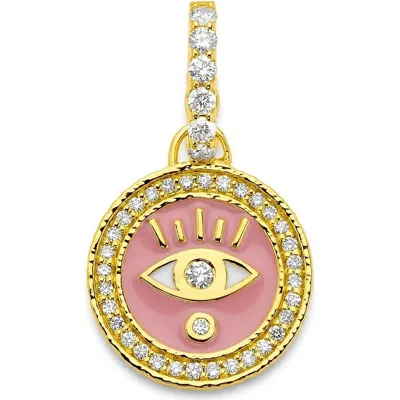 Buddha Mama Enameled Evil Eye Charm With Diamonds In Gold