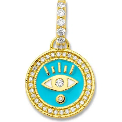 Buddha Mama Enameled Evil Eye Charm With Diamonds In Blue