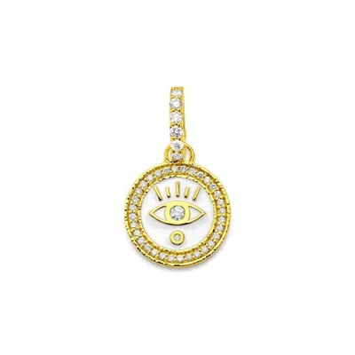 Buddha Mama Enameled Evil Eye Charm With Diamonds In Gold