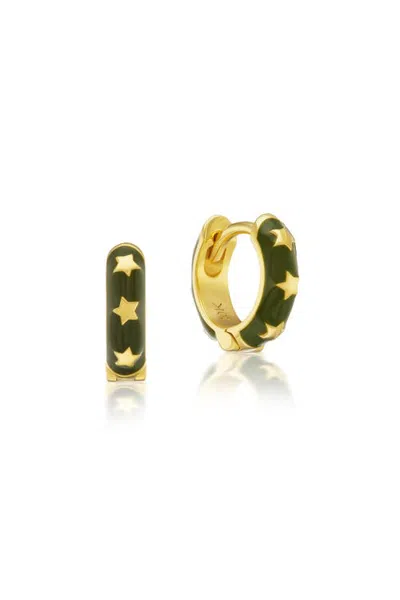 Buddha Mama Enameled Star Huggie Hoops In Gold