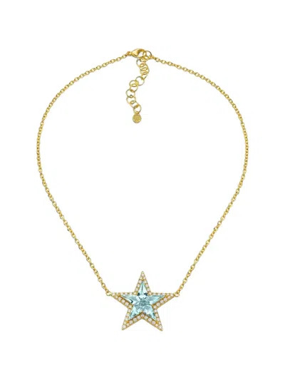 Buddha Mama Kite Star Aquamarine And Diamond Necklace In Gold