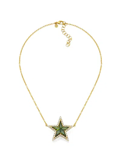 Buddha Mama Tourmaline And Diamond Star Necklace In Gold