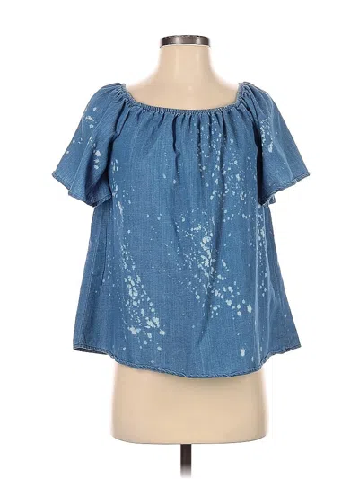 Pre-owned Buddy Basics Short Sleeve Blouse In Blue