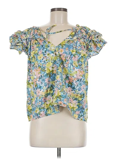 Pre-owned Buddy Love Short Sleeve Blouse In Blue