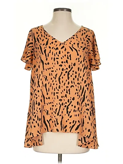 Pre-owned Buddy Love Short Sleeve Blouse In Orange