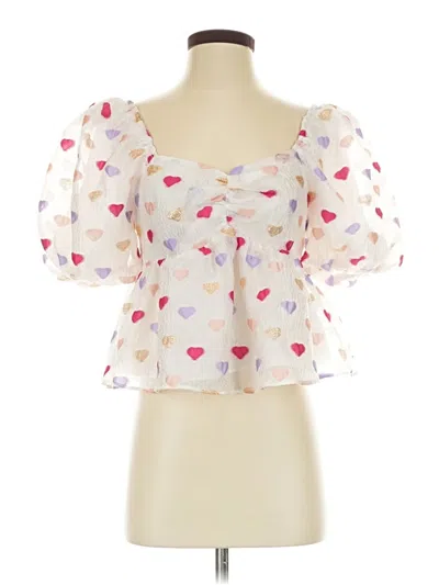 Pre-owned Buddy Love Short Sleeve Blouse In White