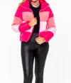 Buddylove Addison Striped Puffer Jacket In Sprinkles In Pink