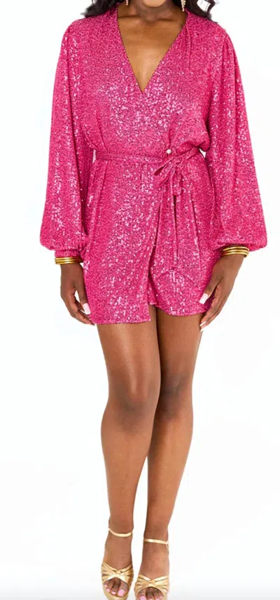 Buddylove Adeline Sequin Wrap Dress In Guava In Multi