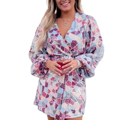 Buddylove Adeline Sequin Wrap Dress In Mardi Gras In Multi